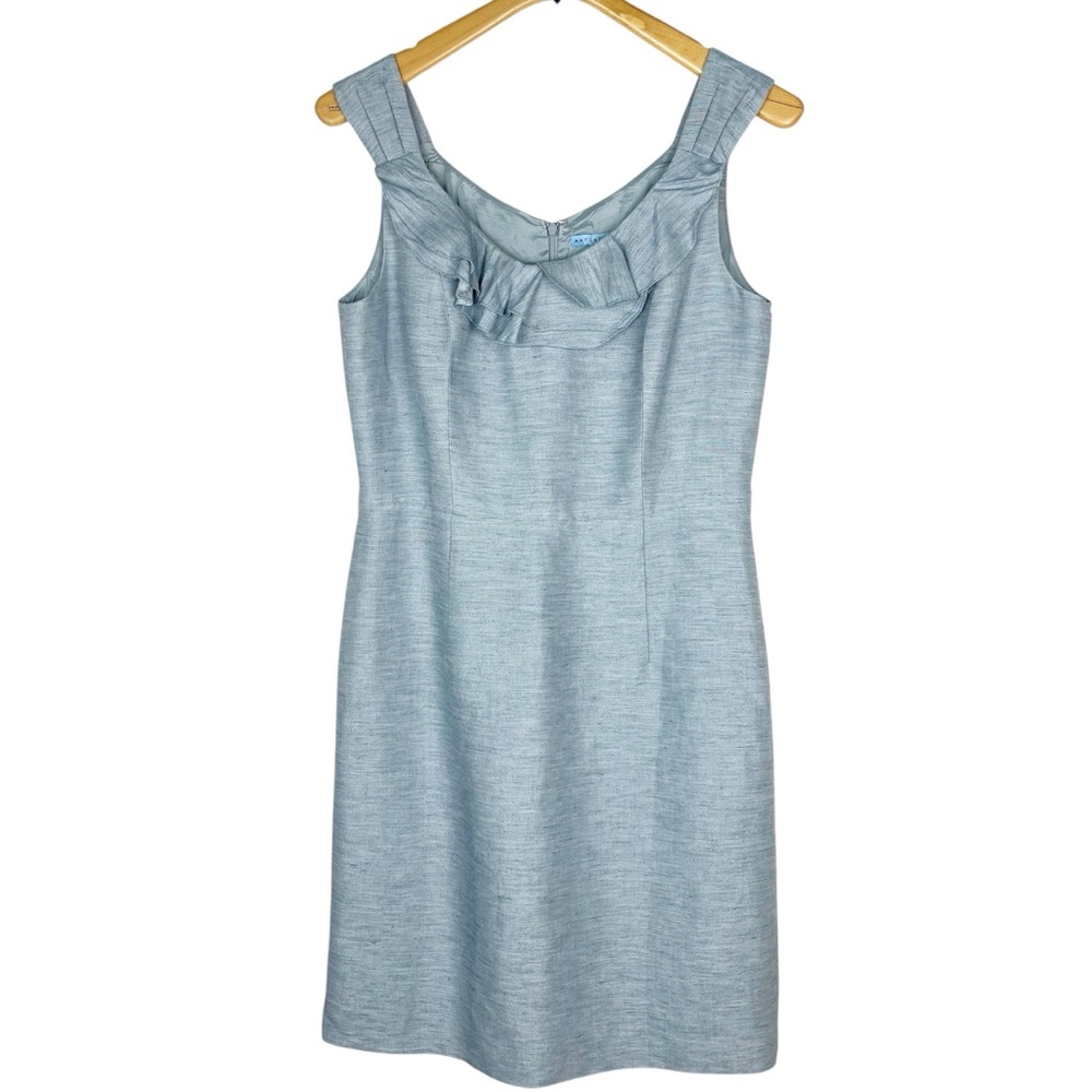 Antonio Melani Light Blue Linen Blend Sheath Dress Size 8